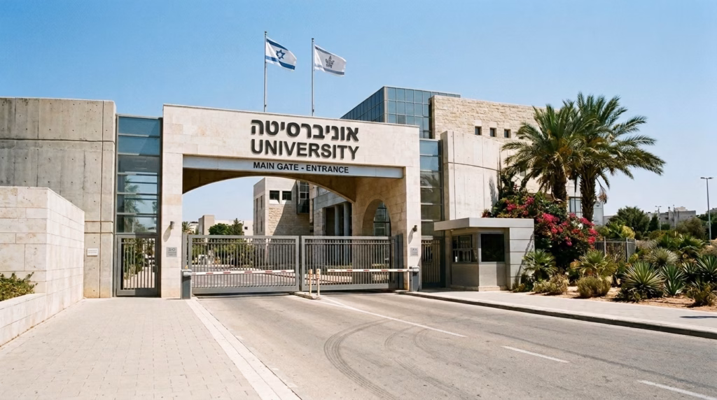 לתמונה הנוכחית חסר טקסט אלטרנטיבי. שם קובץ: University_entrance_in_Israel_202607221601.avif